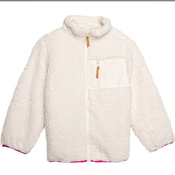 Birch & Stone SZ12 Girls Ivory Sherpa Parka Jacket Y2K Comfy Outdoor Layering Pi - Picture 1 of 10